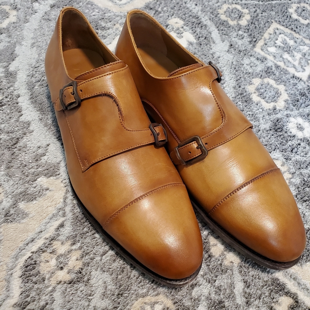 Mens Taft Monkstrap Shoes in Tan